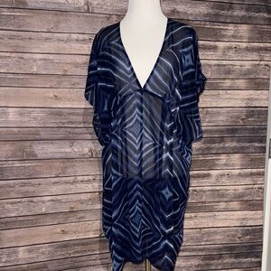 Old Navy Sheer Blue Geometric Women's Swim Cover-Up L